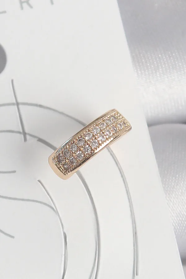 Pirinç Gold Renk Zirkon Taşlı Kadın Kıkırdak Küpe