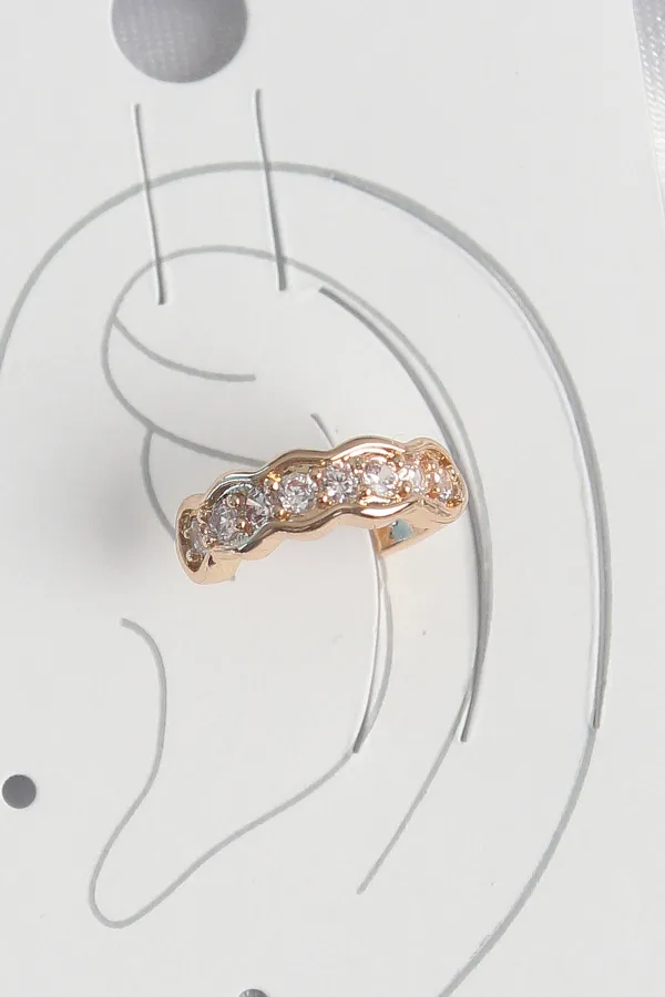 Pirinç Gold Renk Zirkon Taşlı Kadın Kıkırdak Küpe