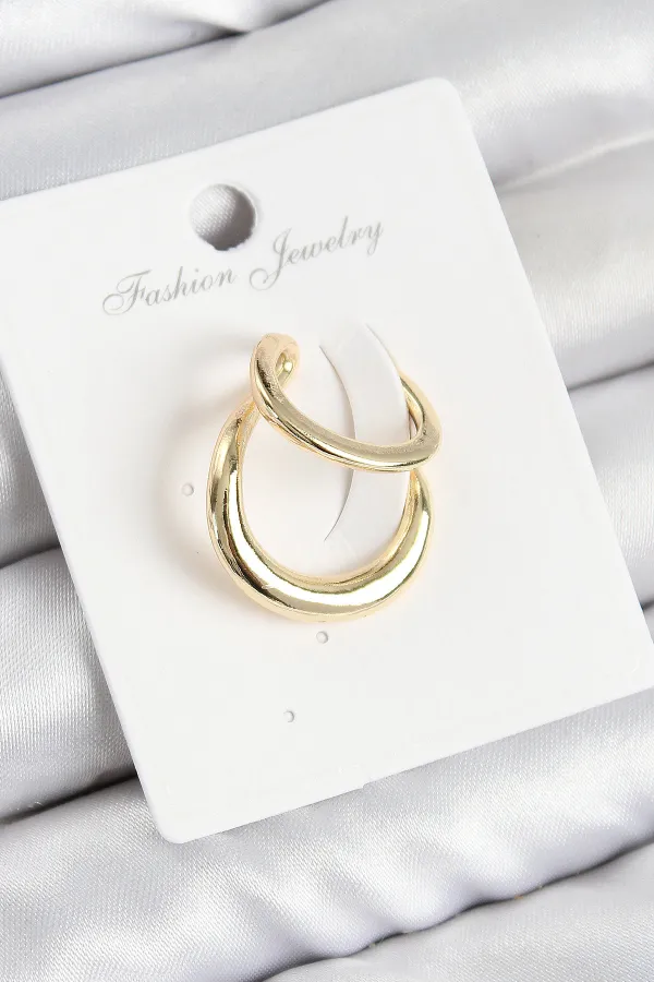Pirinç Halka Model Gold Renk Sağ Kıkırdak Küpe