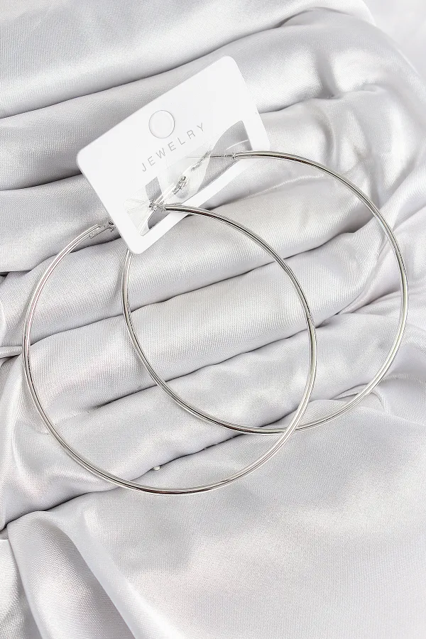 Pirinç Halka Model Gümüş Renk Kadın Küpe