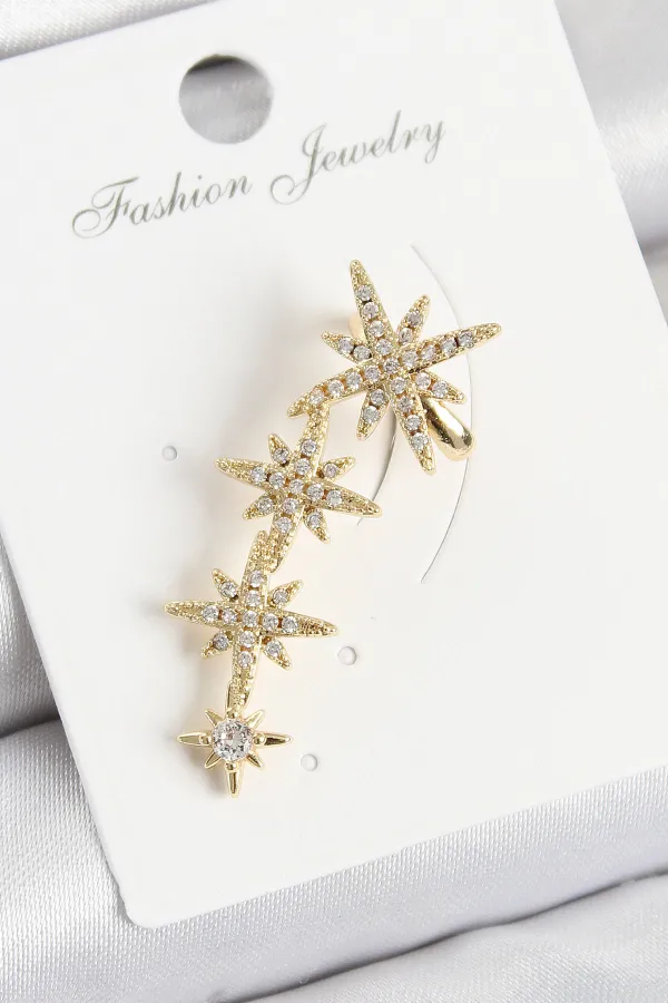 Pirinç Kutup Yıldızı Model Gold Renk Sağ Kıkırdak Küpe