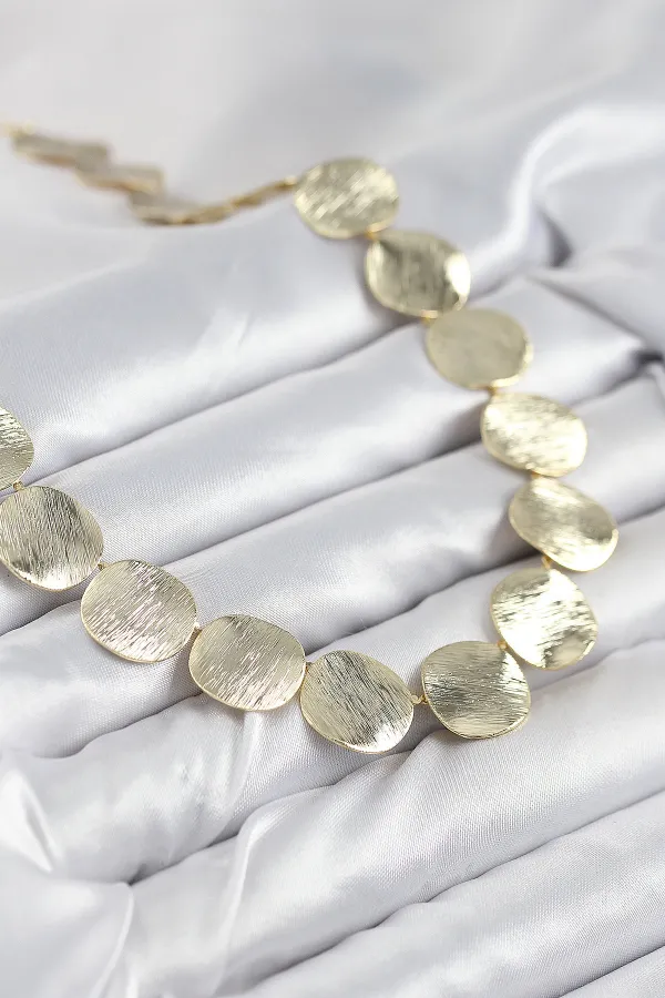 Pirinç Sıralı Para Model Gold Renk Kadın Kolye