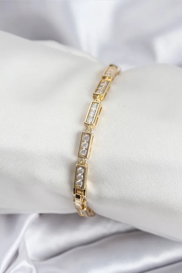 Pirinç VIP Seri Gold Renk Parçalı Model Kadın Bileklik