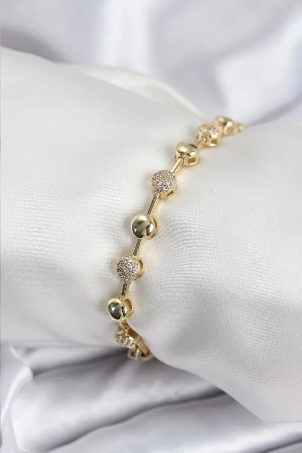 Pirinç VIP Seri Gold Renk Topçuk Model Kadın Bileklik