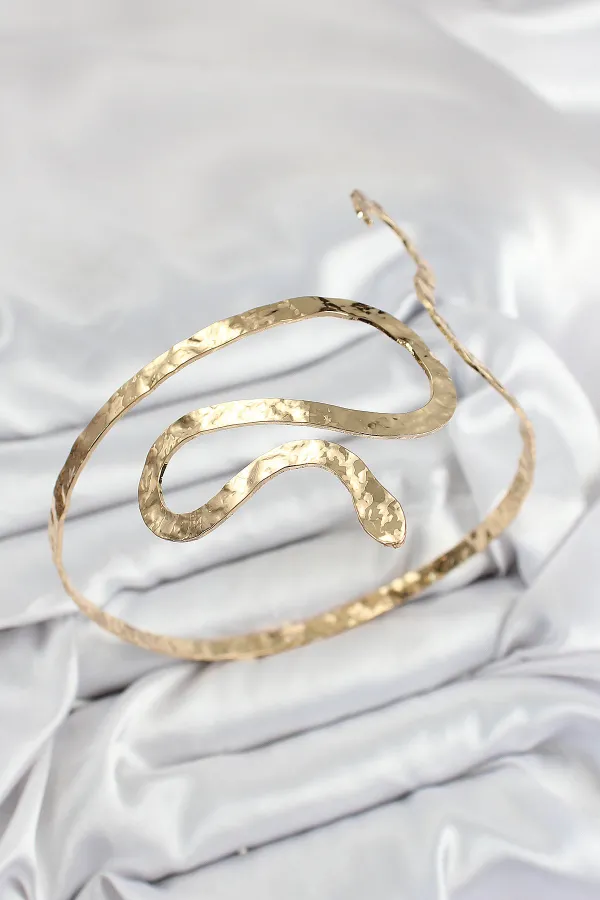 Pirinç Yılan Model Gold Renk Kadın Pazu Bileklik