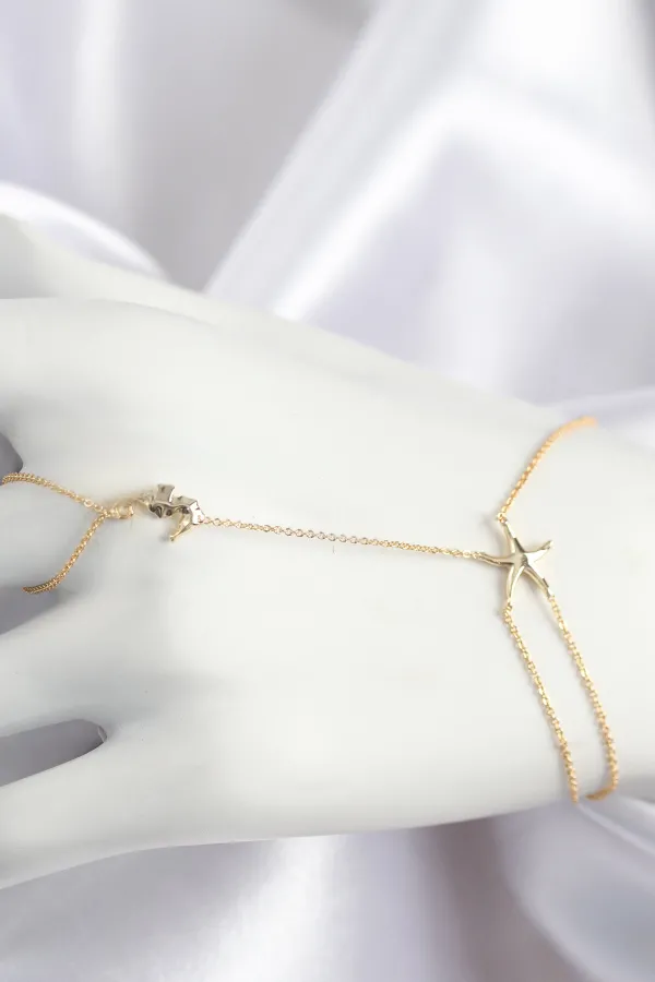 Pirinç Zirkon Taşlı Deniz Atı Ve Yıldız Model Gold Renk Şahmeran