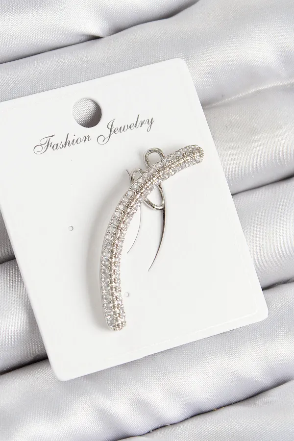 Pirinç Zirkon Taşlı Model Gümüş Renk Sağ Kıkırdak Küpe