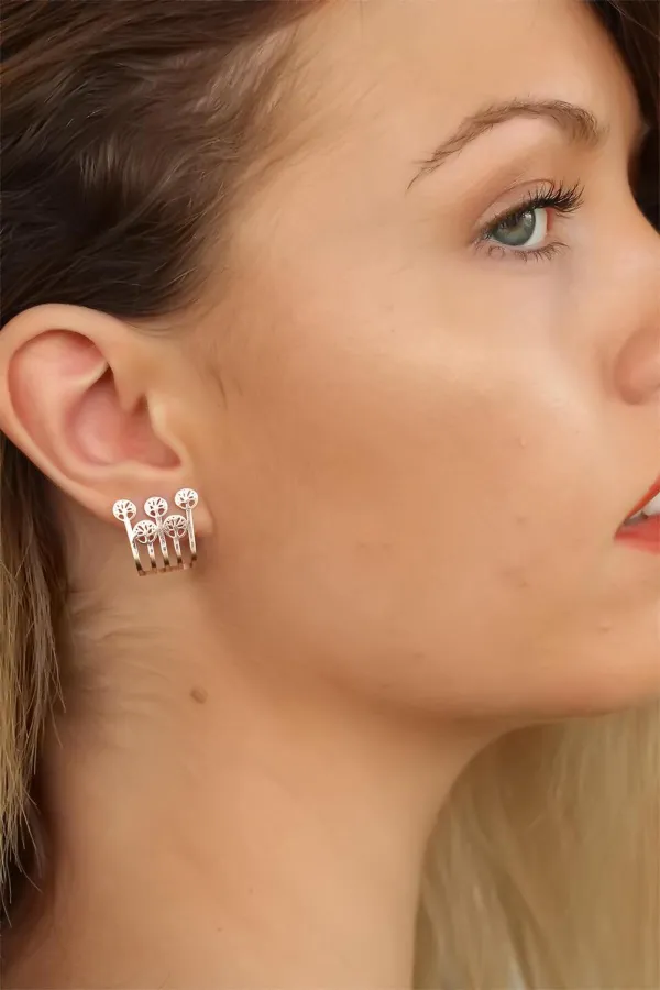 Rose Renk Ağaçlı Küpe