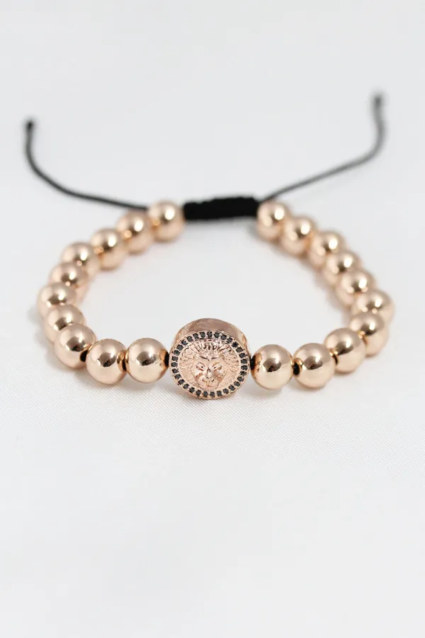 Rose Renk Çelik Zirkon Objeli Asansörlü Bileklik