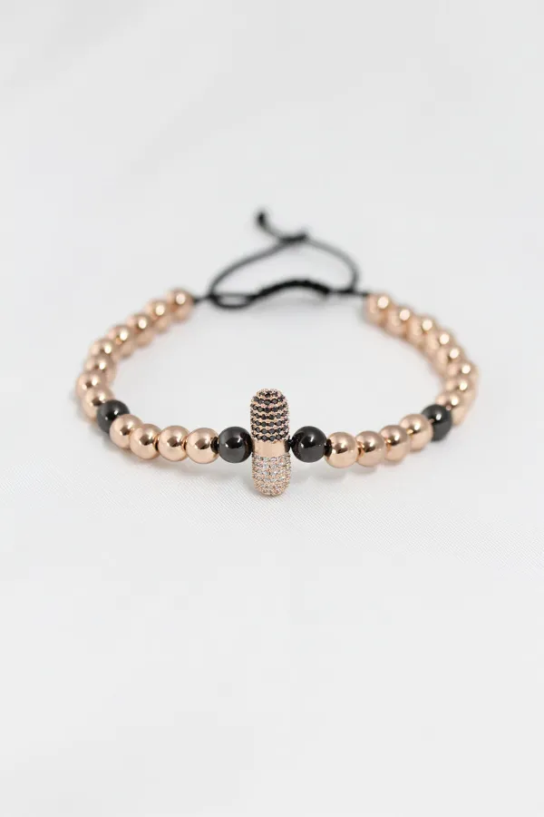 Rose Renk Çelik Zirkon Objeli Asansörlü Bileklik