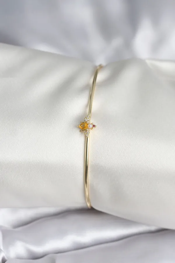 Sinek Figürlü Gold Renk Pirinç Kadın Bileklik