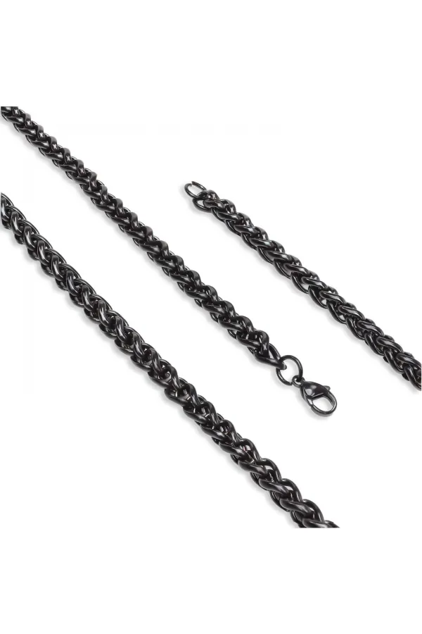 Siyah Renk Çelik Kolye 6Mm