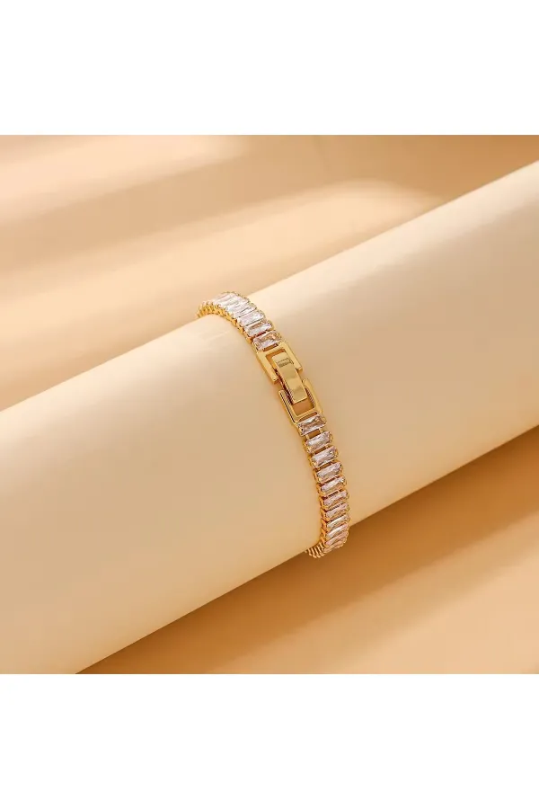 Su Yolu Bileklik Taşlı Yüksek Kalite Zarif | Gold | 316l Çelik - Kararmaz | Hediye Kadın