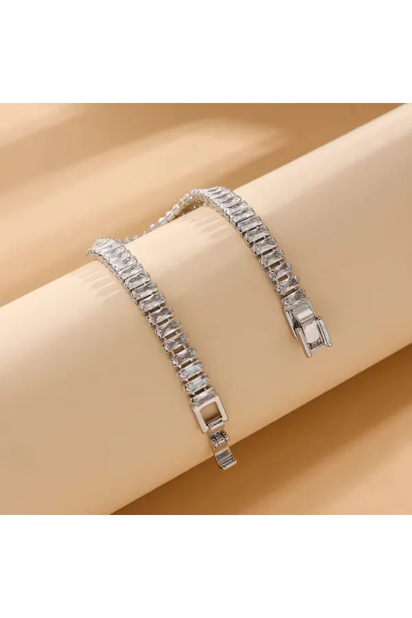 Su Yolu Bileklik Taşlı Yüksek Kalite Zarif | Gümüş | 316l Çelik - Kararmaz | Hediye Kadın