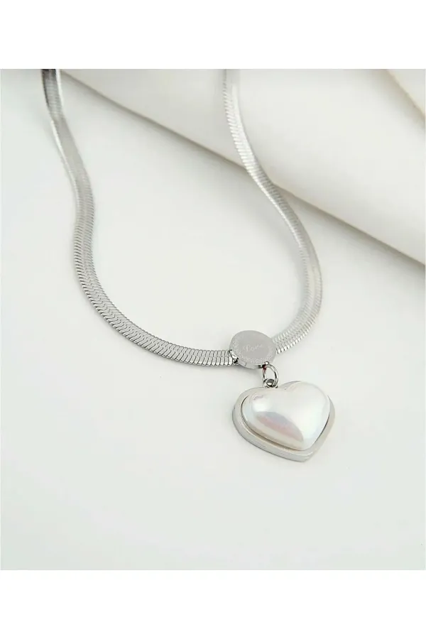 Venedik Inci Kalp Kolye Italyan Zincir | 316l Çelik - Kararmaz | Hediye Kadın