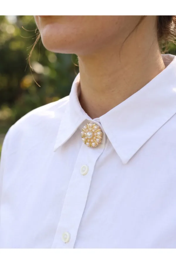 Vintage Model Gold Renk Düğme veya Manşet Broşu