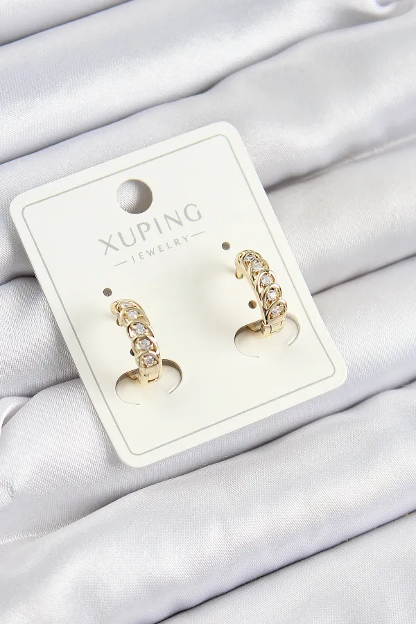 Xuping Zirkon Taşlı Ardışık Model Gold Renk Kadın Küpe