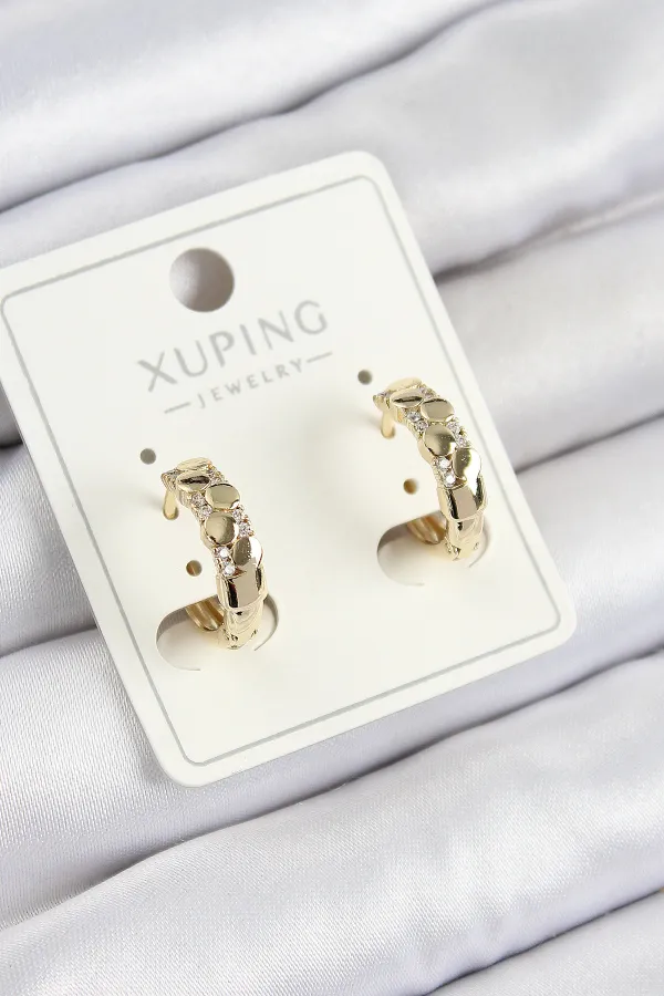Xuping Zirkon Taşlı Halka Model Gold Renk Kadın Küpe