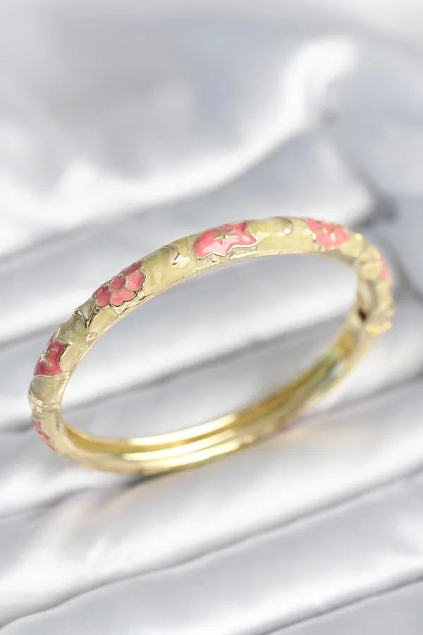 Yeşil Krem Renk Detaylı Mineli Kelepçe