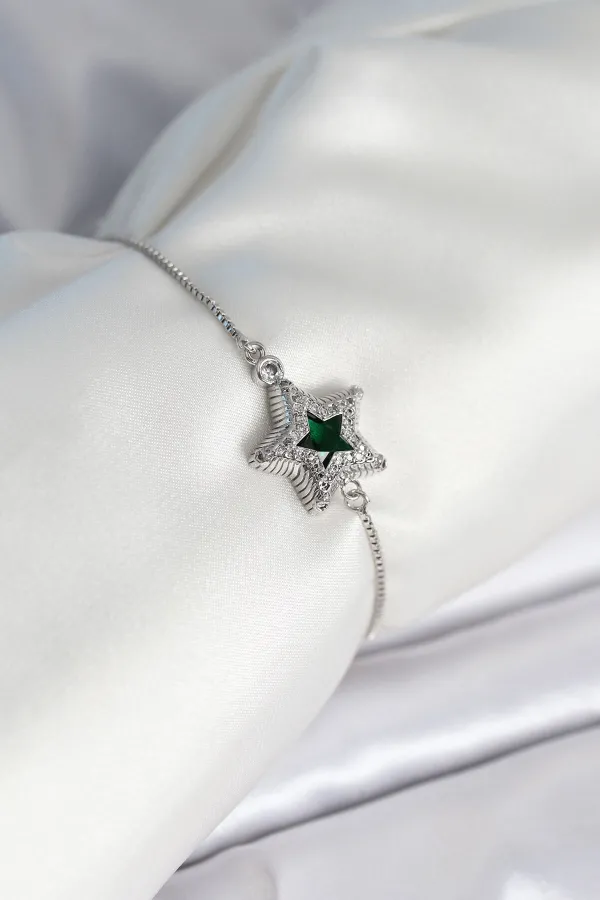 Yıldız Model Asansörlü Gümüş Renk Kadın Bileklik