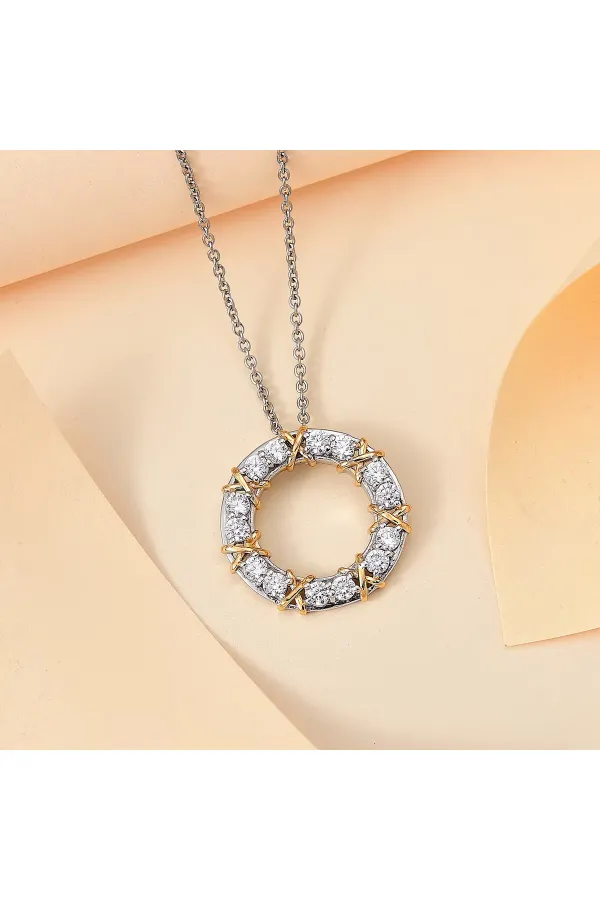 Zirkon Taşlı Gold Detaylı Zarif Xox Kolye | 316l Çelik - Kararmaz | Hediye Kadın