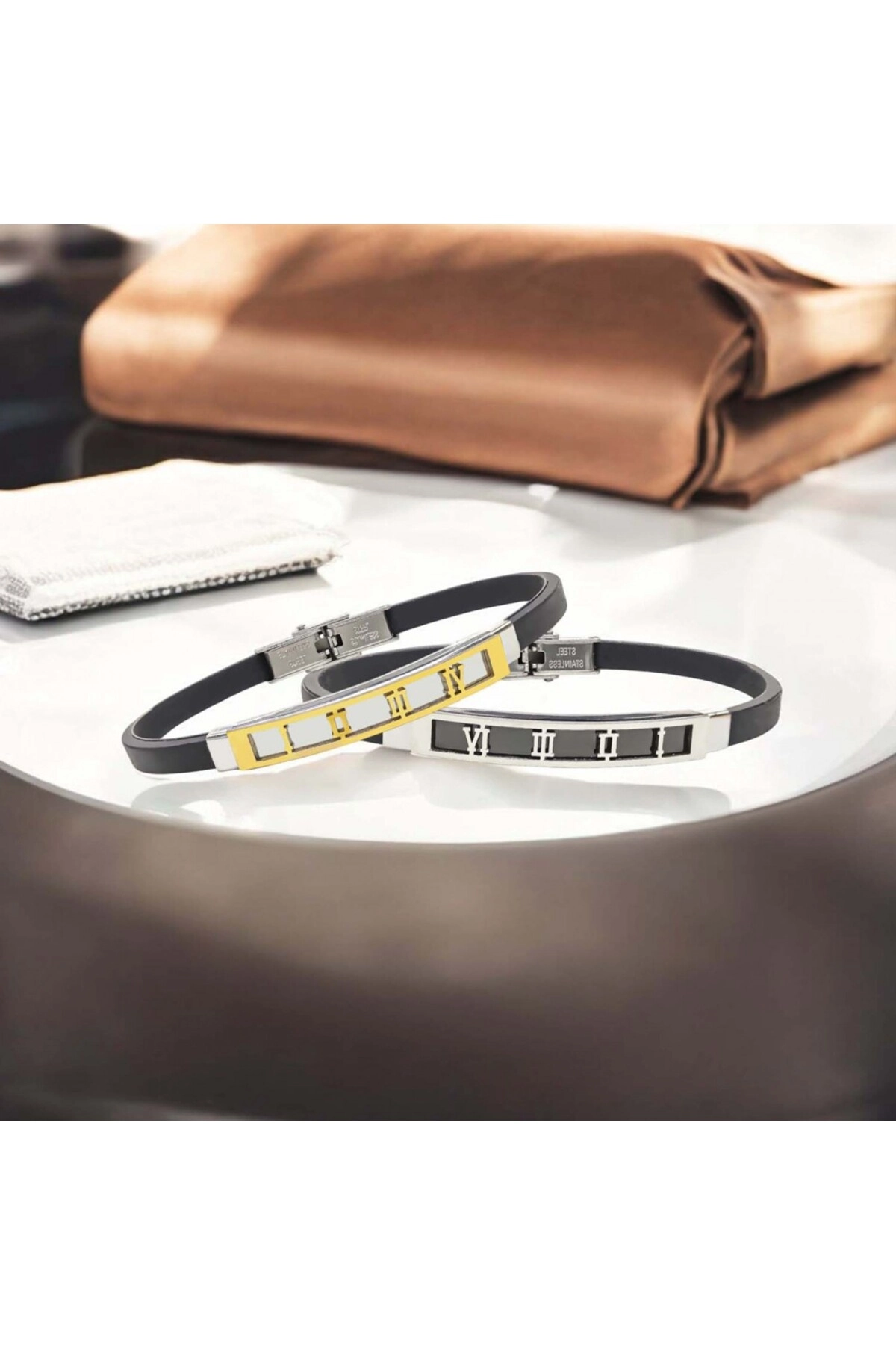 Roma Rakam Desenli Çelik Bileklik-3