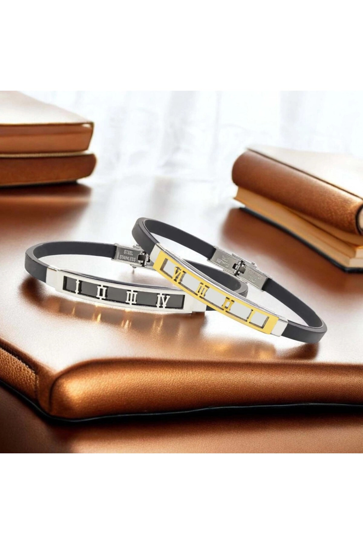 Roma Rakam Desenli Çelik Bileklik-4