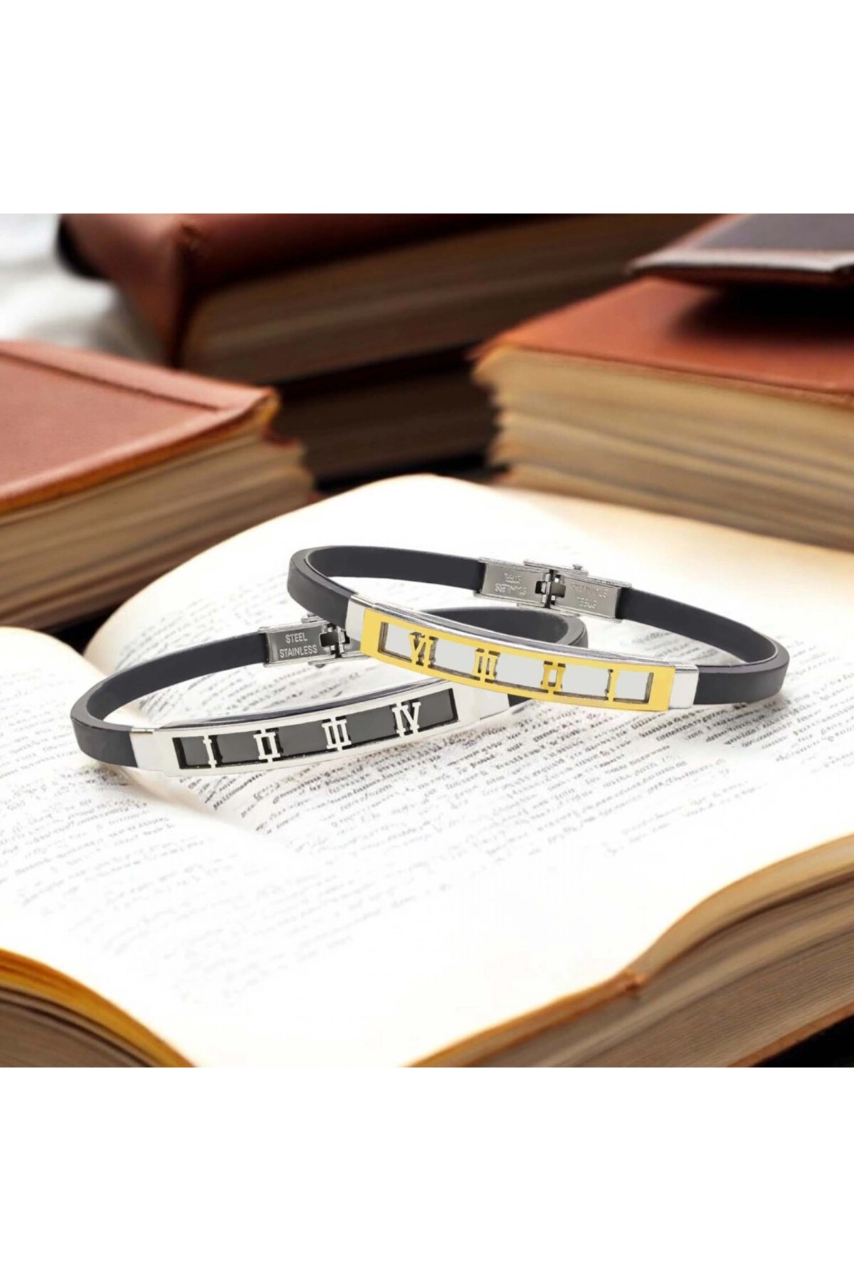 Roma Rakam Desenli Çelik Bileklik-5