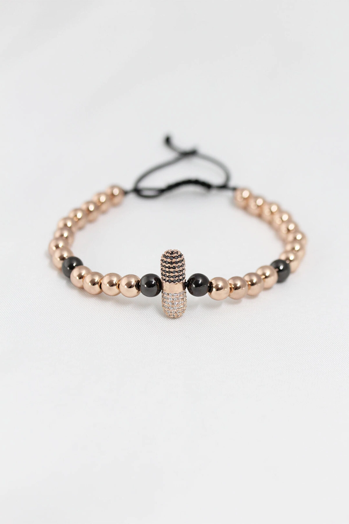 Rose Renk Çelik Zirkon Objeli Asansörlü Bileklik-0