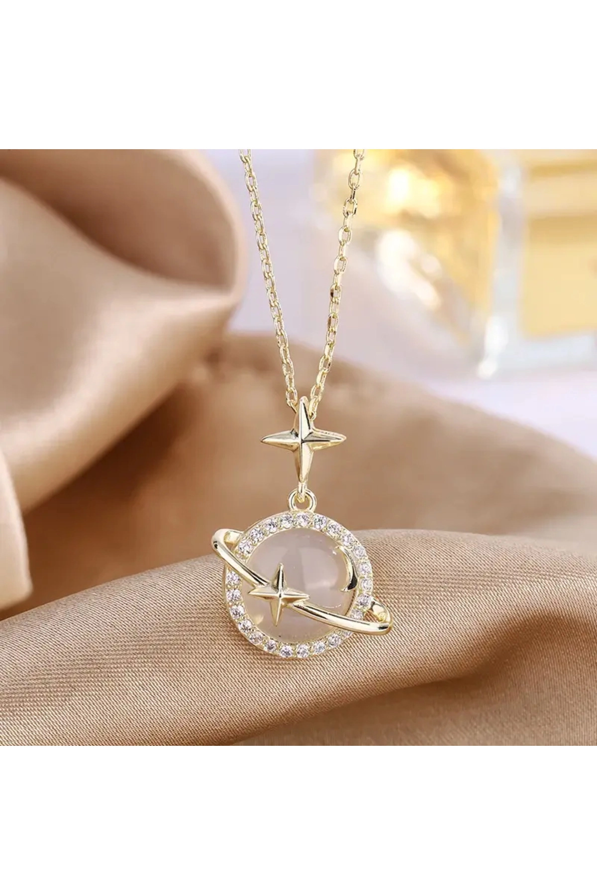 Satürn Star Kolye Gold | 316l Çelik - Kararmaz | Hediye Kadın-5