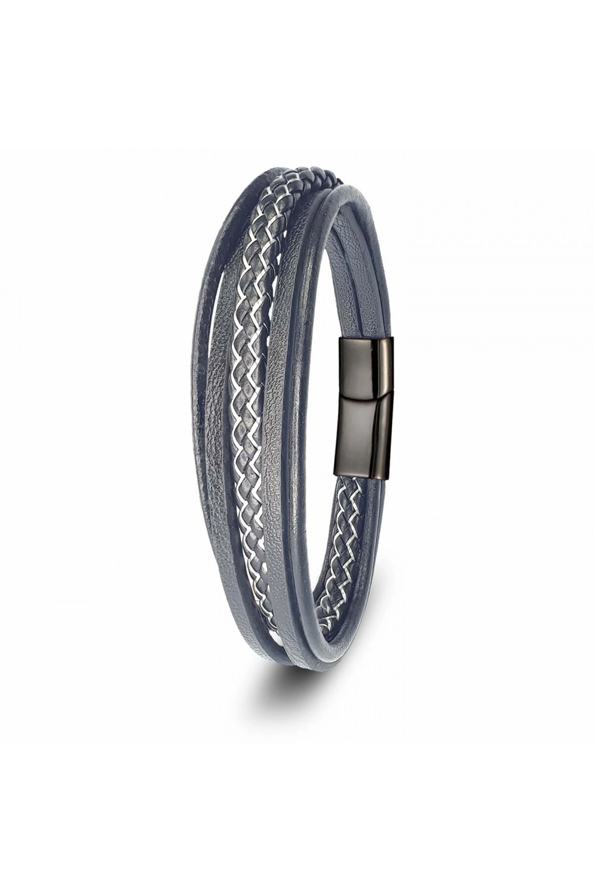 Siyah Beyaz Çoklu Deri Bileklik-0