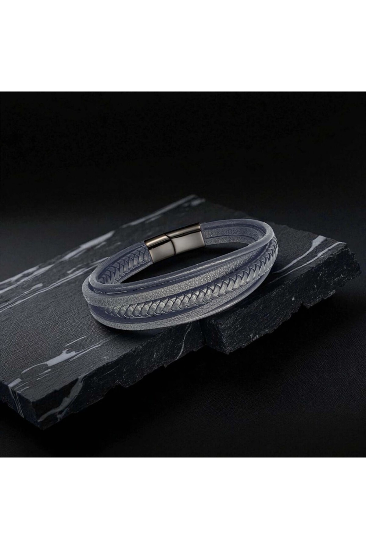Siyah Çoklu Deri Bileklik-1