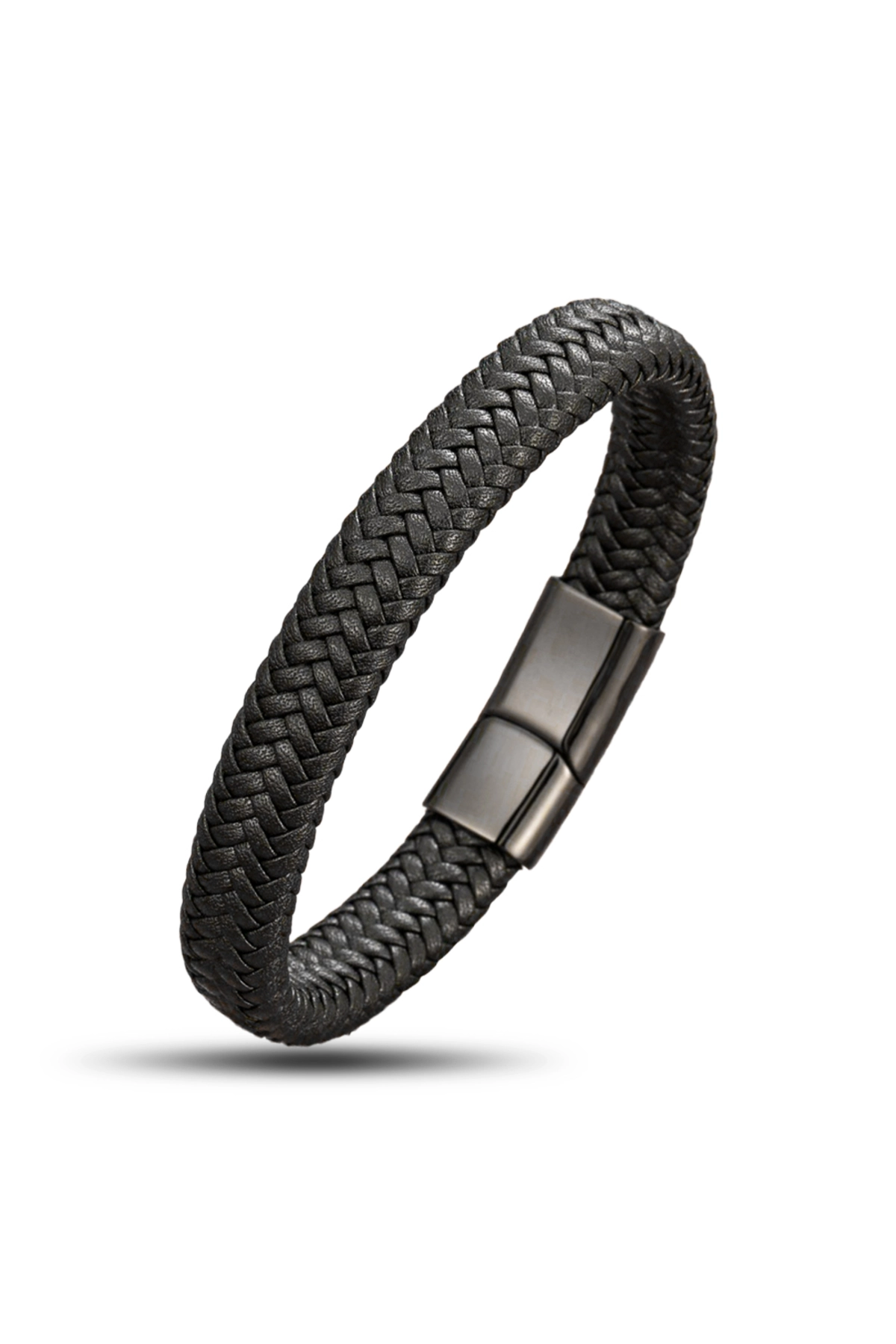Siyah Deri Bileklik 21 cm | Paslanmaz Çelik | Hediye Paketi Yapılır-1