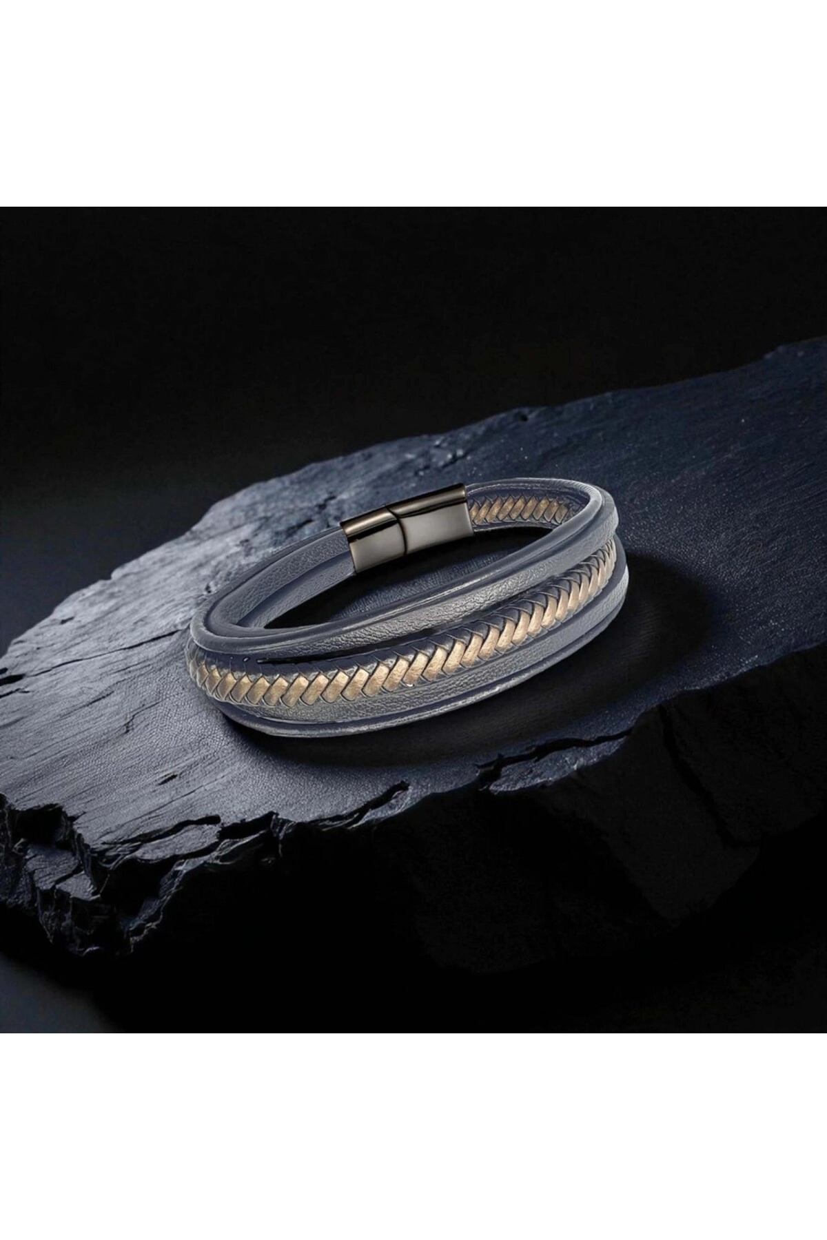 Siyah Kahve Çoklu Deri Bileklik-1