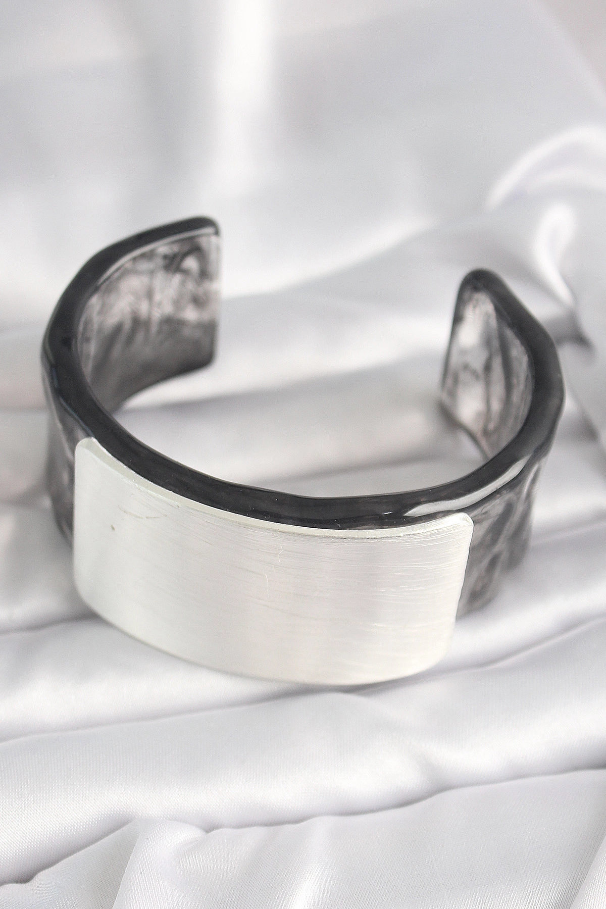 Siyah Mermer Desen Akrilik Plastik Dikdörtgen Plaka Model Vintage Kadın Bilezik-1