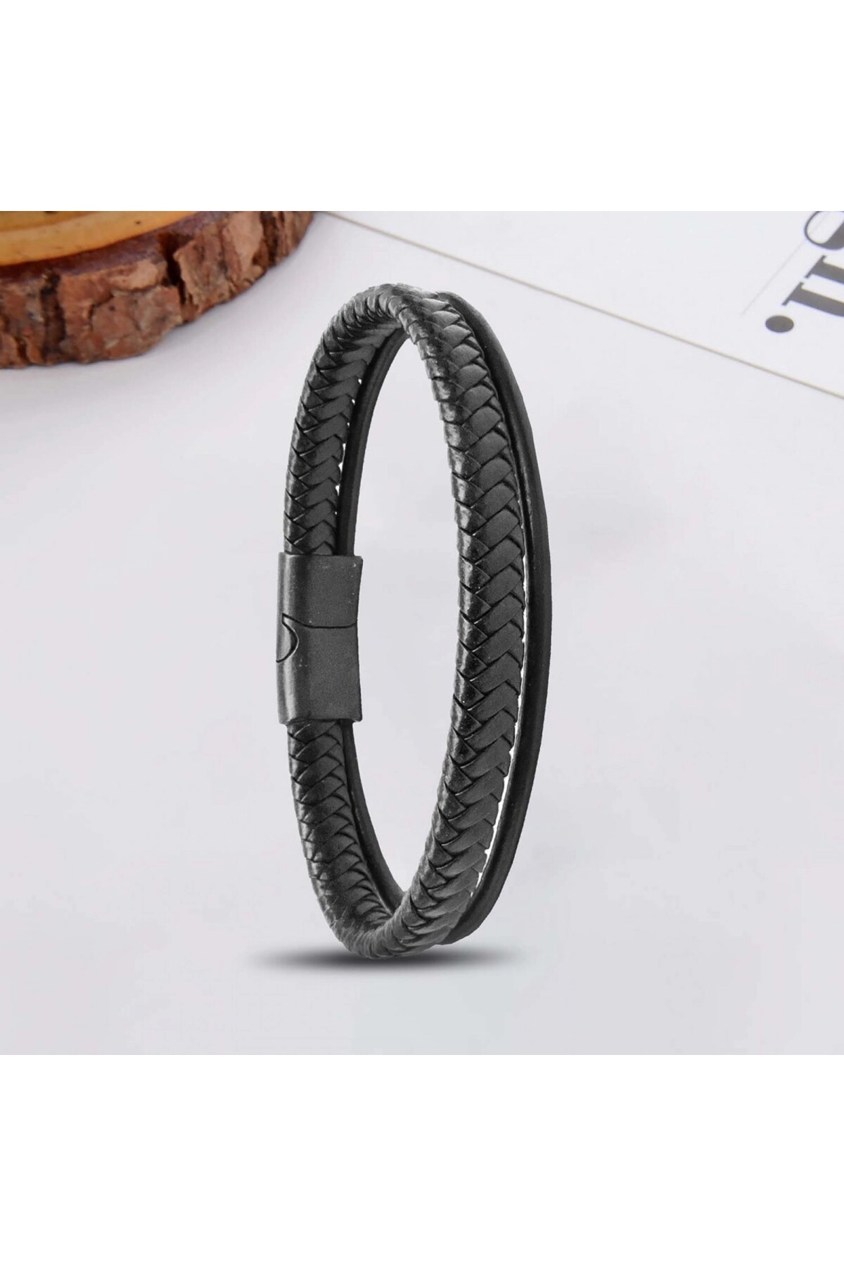 Siyah Renk Çoklu Deri Bileklik-1