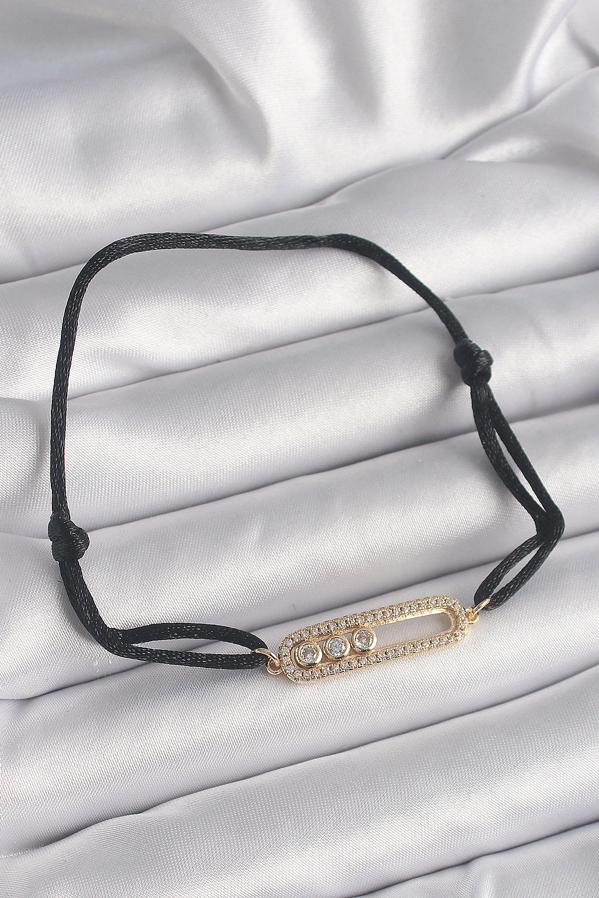 Siyah Renk İpli Asansör Gold Messika Model Kadın Bileklik-0