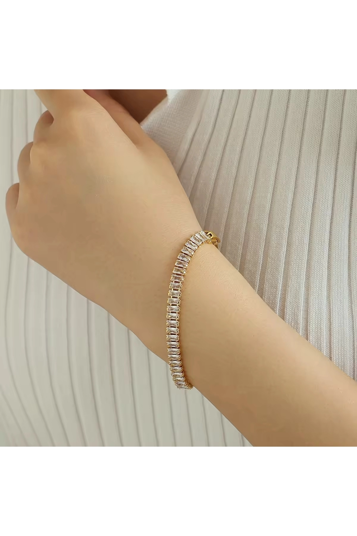 Su Yolu Bileklik Taşlı Yüksek Kalite Zarif | Gold | 316l Çelik - Kararmaz | Hediye Kadın-2