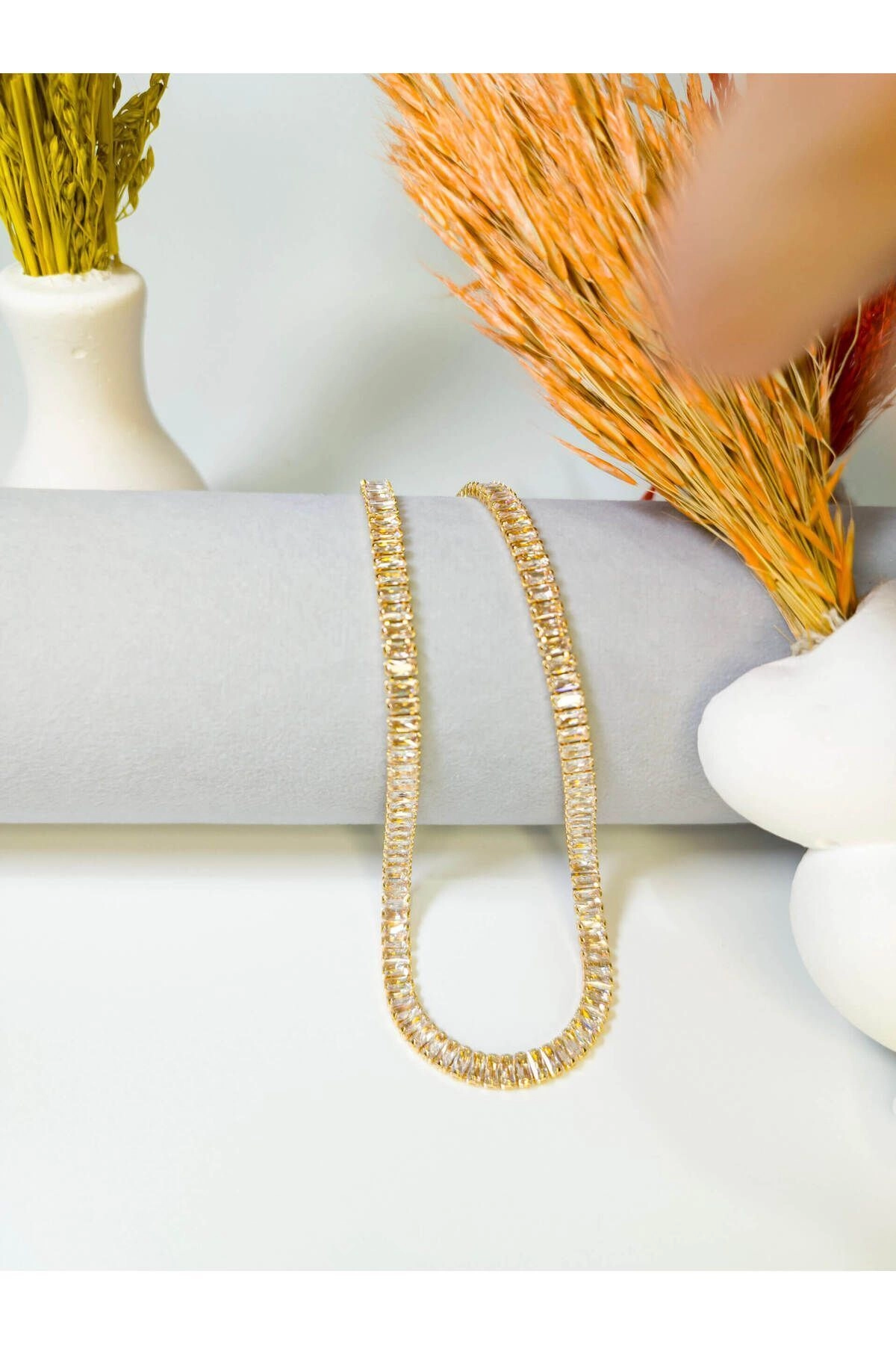 Su Yolu Kolye Taşlı Yüksek Kalite Zarif | Gold 35 Cm | 316l Çelik - Kararmaz | Hediye Kadın-6