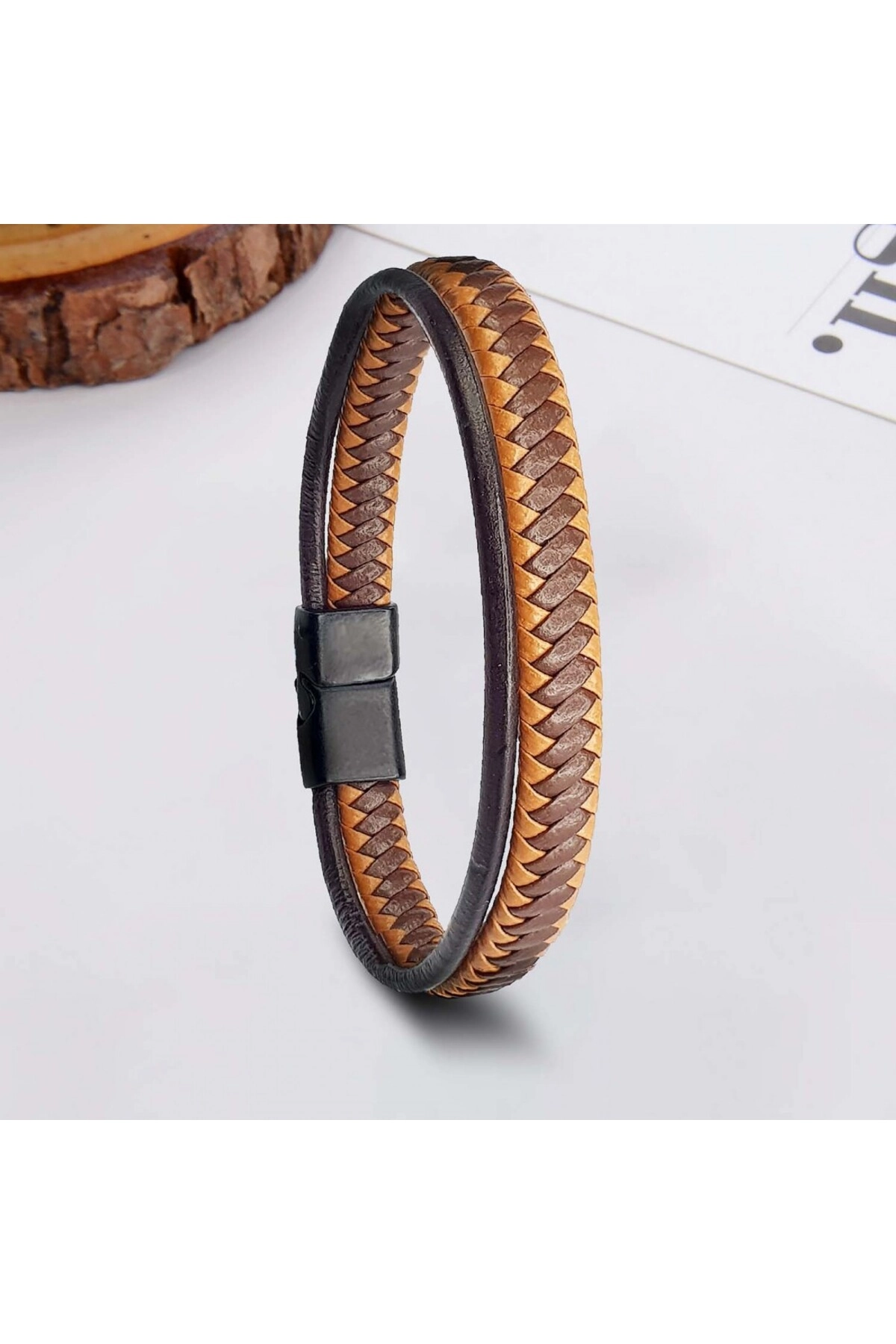 Taba Kahve Renk Çoklu Deri Bileklik-1