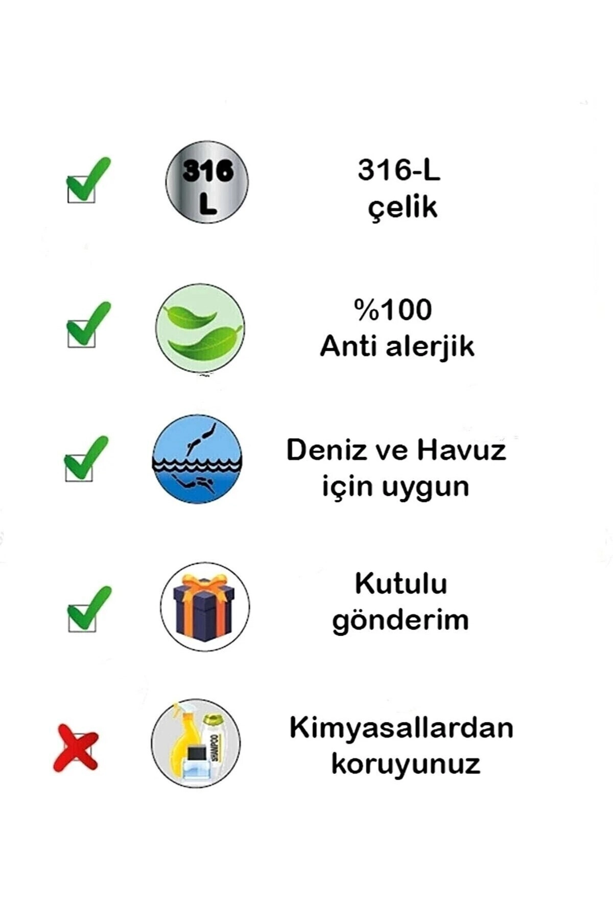 Tiffany Çelik Kolye 45 Cm | 316l Çelik - Kararmaz | Hediye Kadın-6