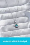 Mavi Satürn Gümüş Gezegen Kolye | 316l Çelik - Kararmaz | Hediye Kadın