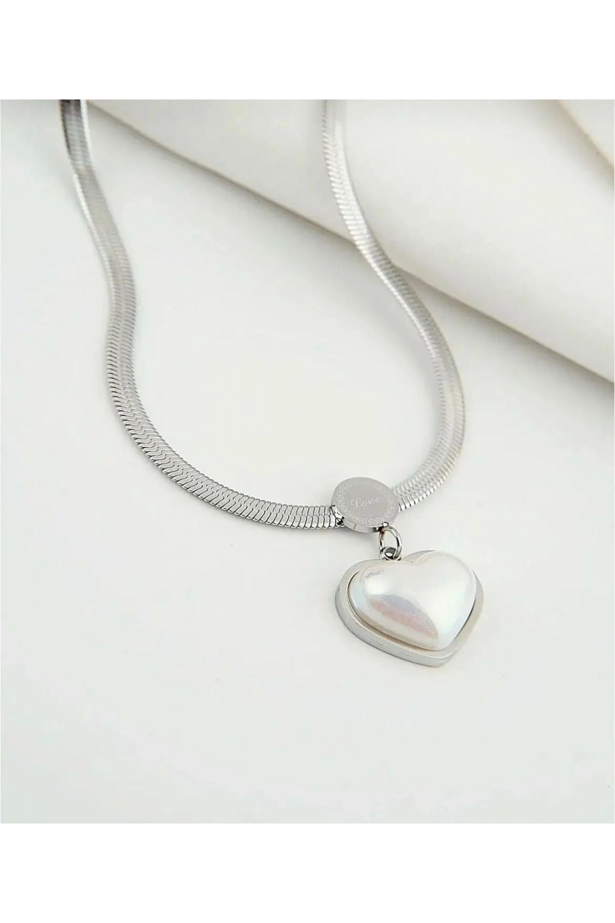 Venedik Inci Kalp Kolye Italyan Zincir | 316l Çelik - Kararmaz | Hediye Kadın-0