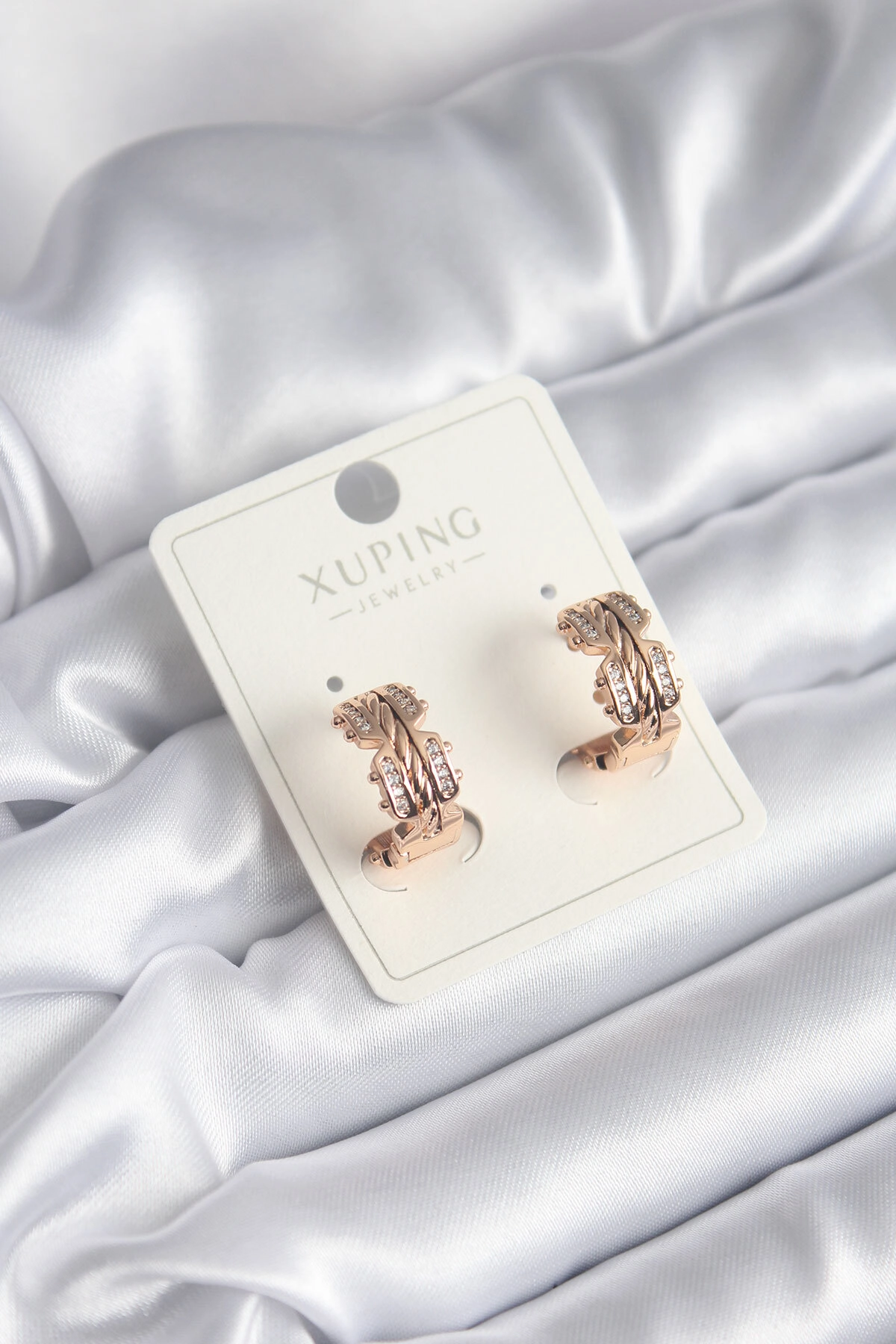 Xuping Model Zirkon Taşlı Halka Kadın Küpe-0