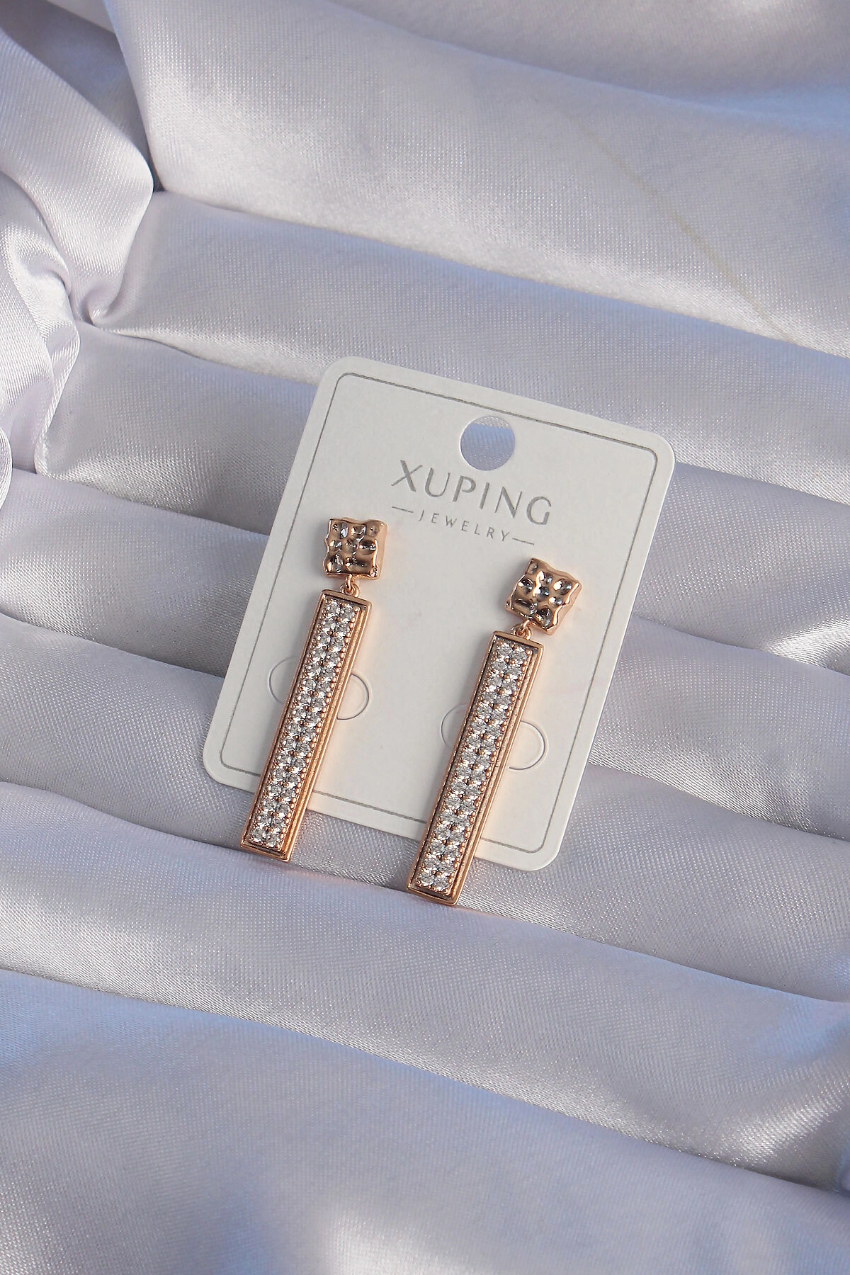 XUPİNG Rose Renk Zirkon Taşlı Su Yolu Küpe-0