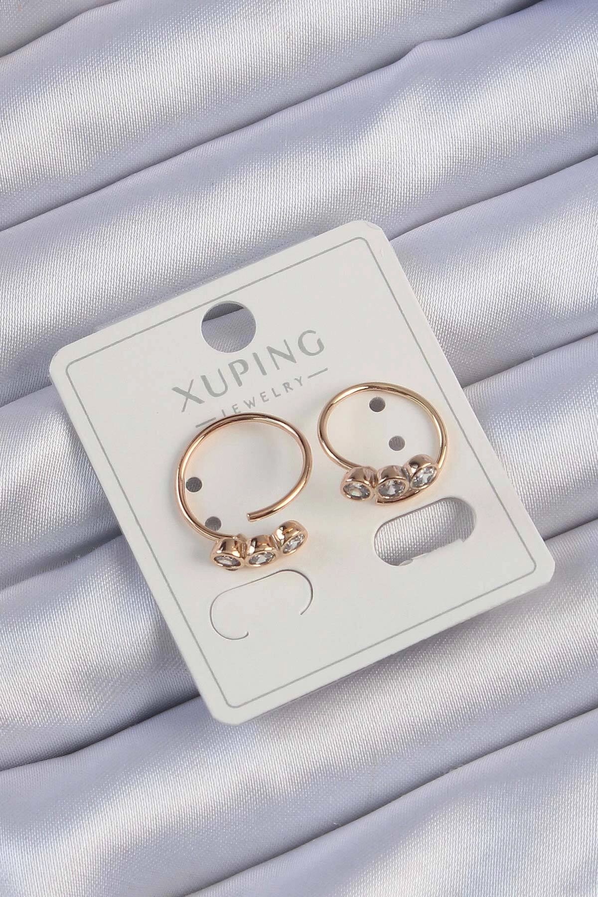 Xuping Rose Renk Zirkon Taşlı Su Yolu Küpe-0