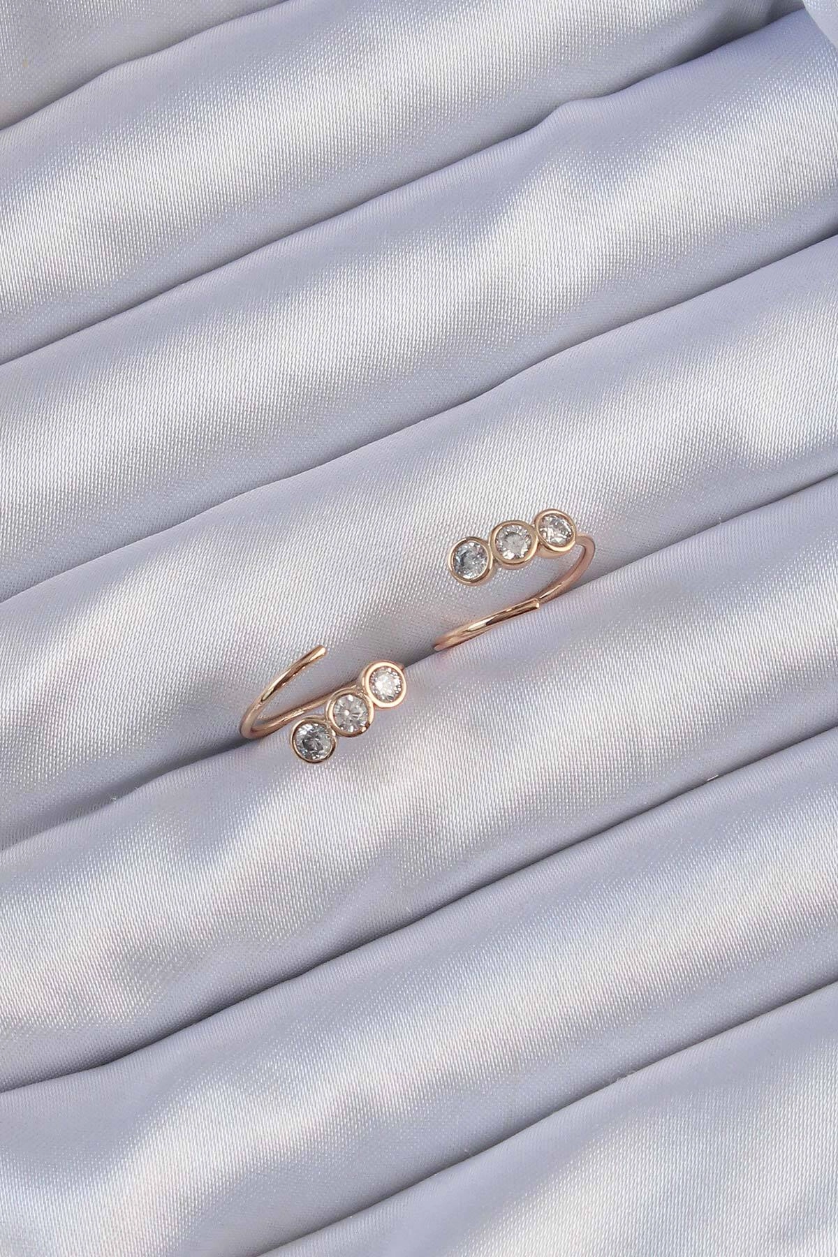 Xuping Rose Renk Zirkon Taşlı Su Yolu Küpe-1