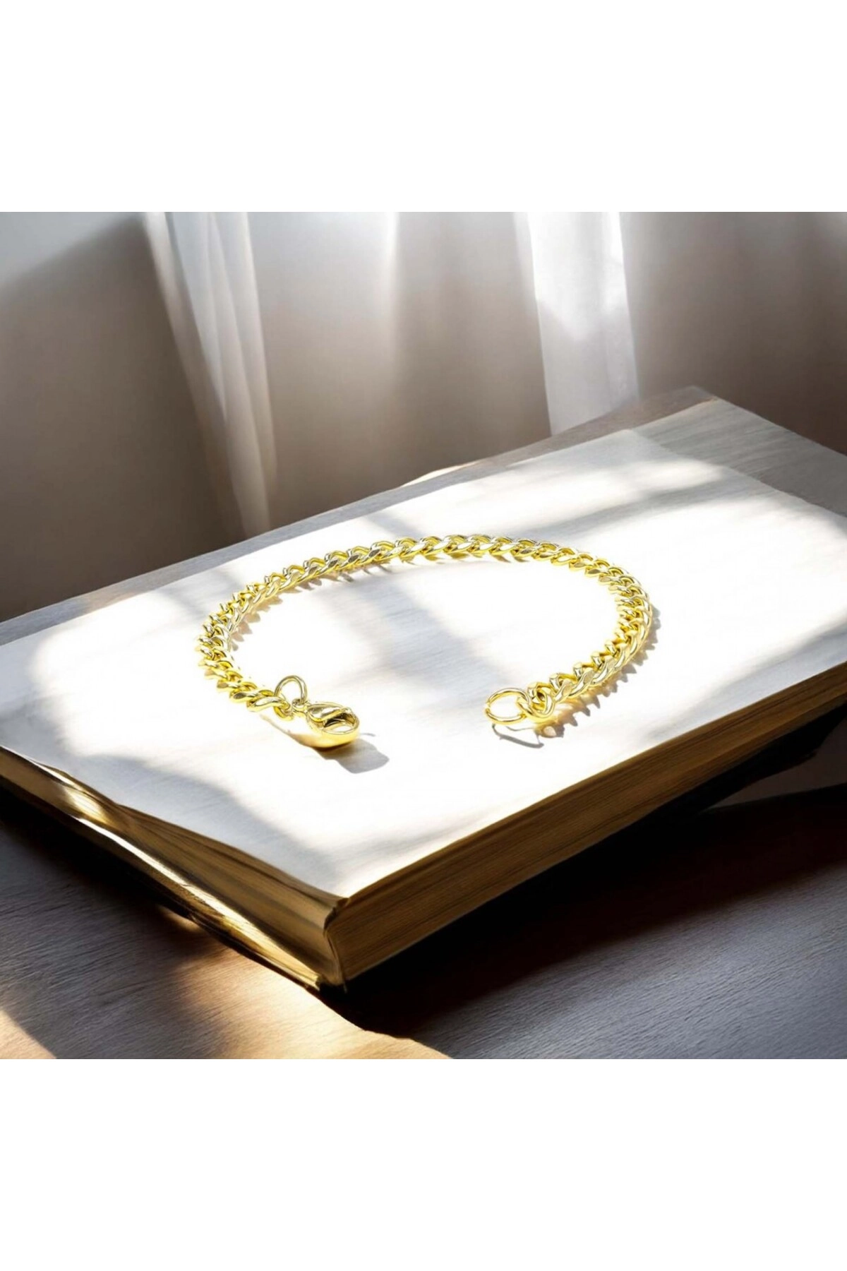 Yassı Mariner Sarı Çelik Zincir Bileklik 1.6X6Mm-2