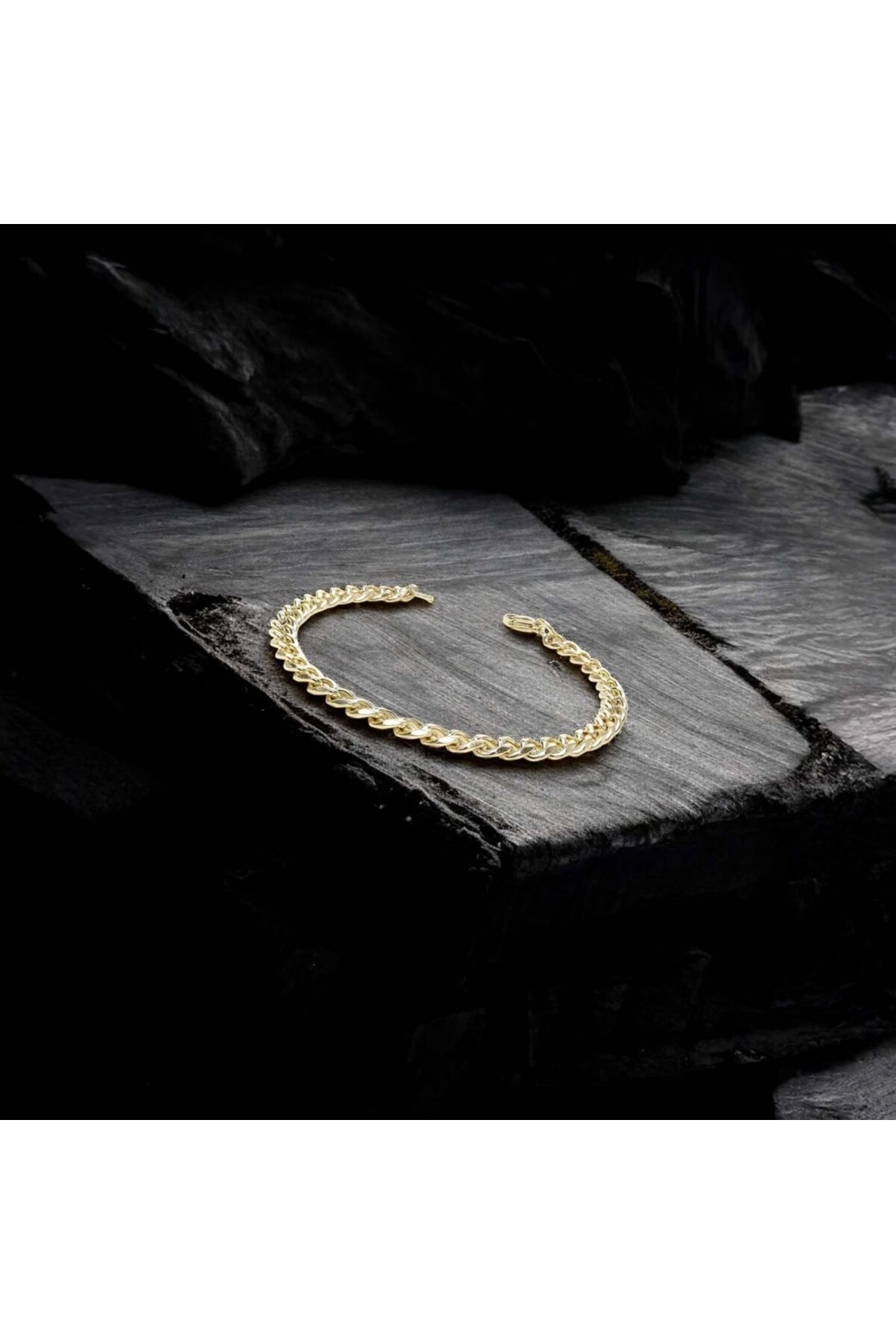 Yassı Mariner Sarı Çelik Zincir Bileklik 1.6X6Mm-3