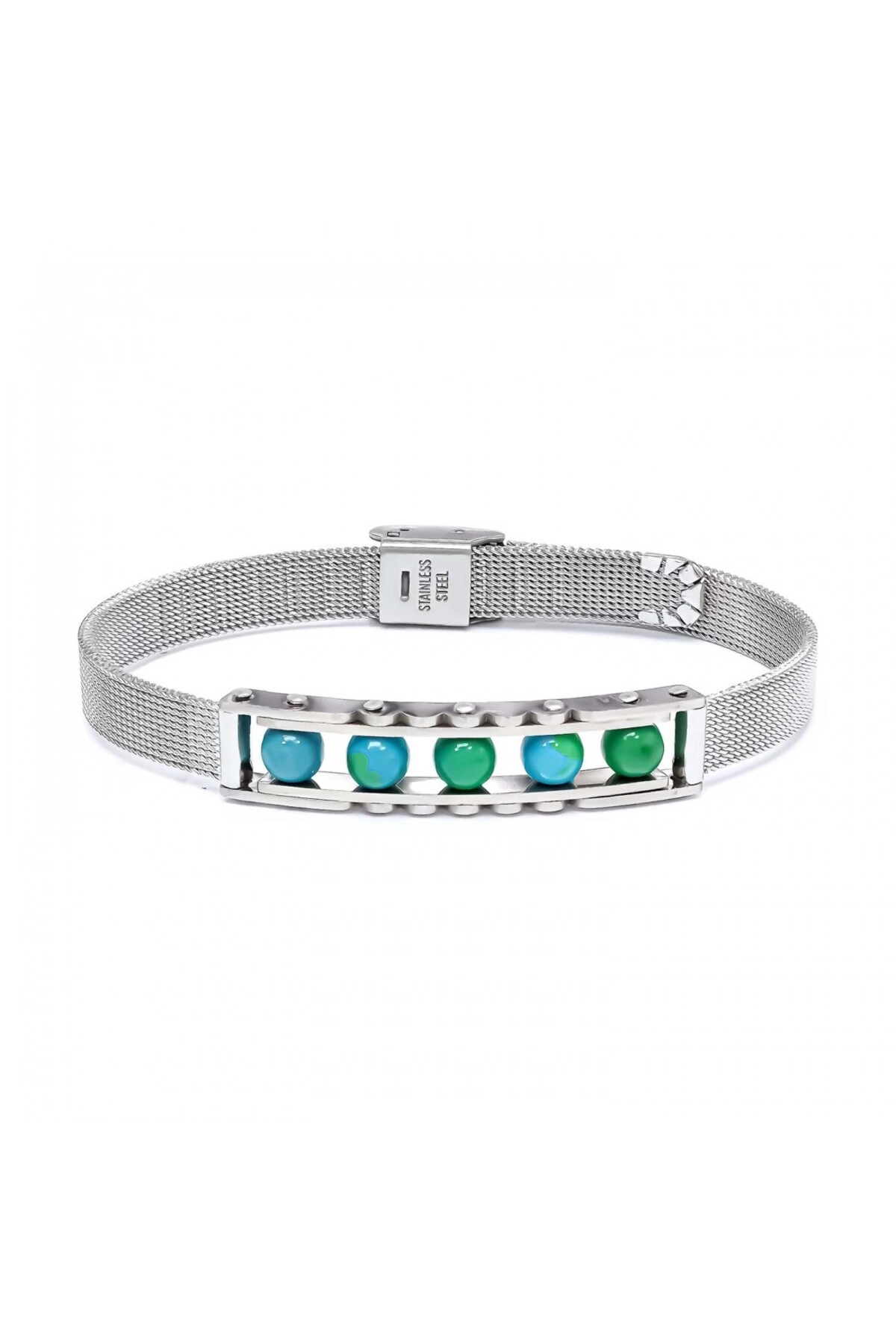 Yeşil Akik Ve Paslanmaz Çelik Bileklik-0